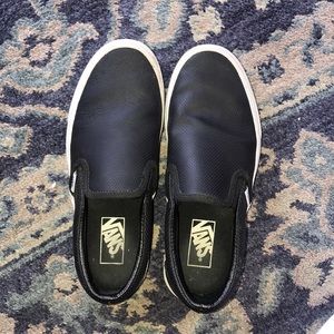 BLACK VANS, ASHER PERFORATED SLIP-ON SNEAKER